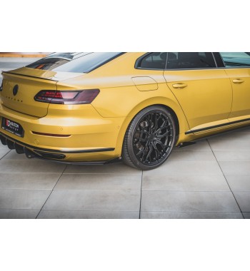 Street Pro Heck Ansatz Diffusor für VW Arteon R-Line schwarz-rot+ Hochglanz Flaps