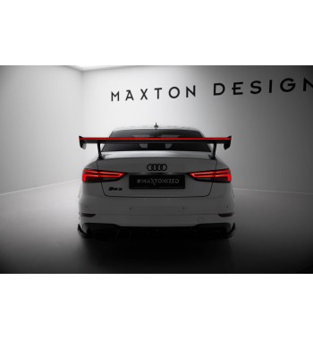 Carbon-Spoiler mit externen Halterungen + LED Audi A3 / A3 S-Line / S3 / RS3 Limousine 8V / 8V Facelift