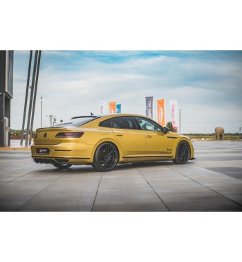 Street Pro Heck Ansatz Diffusor für VW Arteon R-Line schwarz-rot+ Hochglanz Flaps