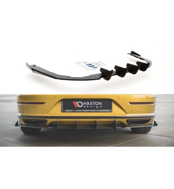 Street Pro Heck Ansatz Diffusor für VW Arteon R-Line schwarz-rot+ Hochglanz Flaps